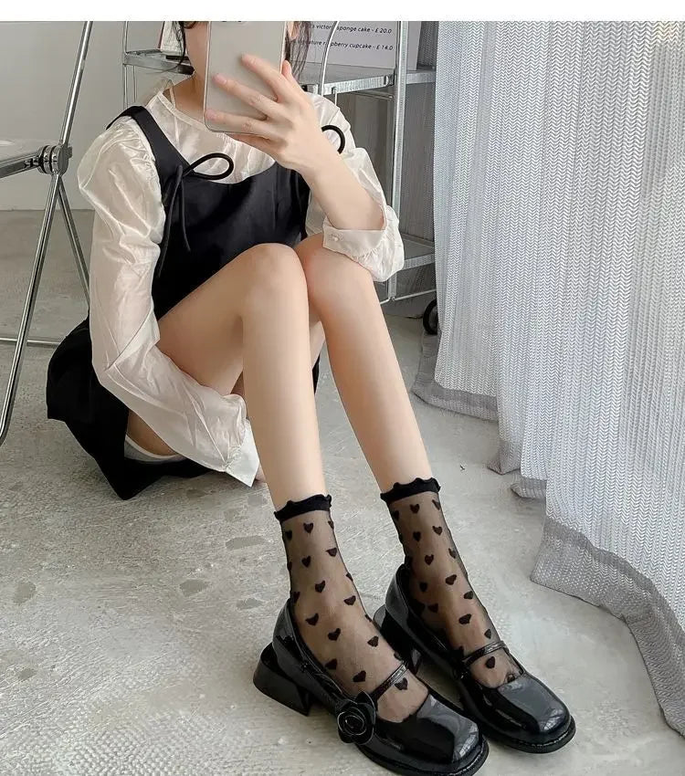 Chaussettes Transparentes Dentelles Lolita - Style Kawaii