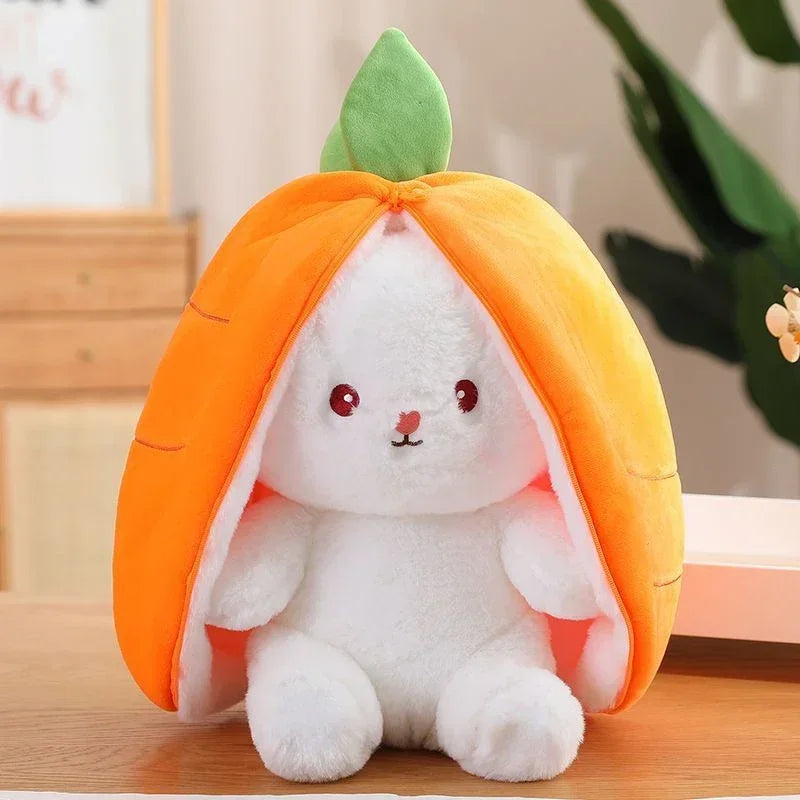 Peluche Kawaii Lapin Transformable en Fraise et Carotte Carotte Bunny