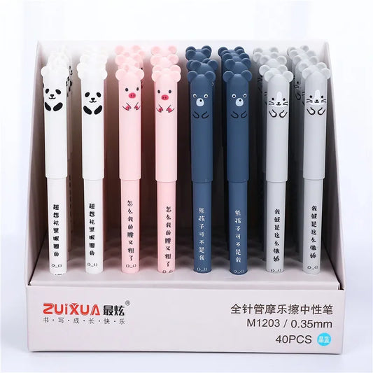 Stylo Gel Effaçable Kawaii - Panda/Ours/Cochon/Souris