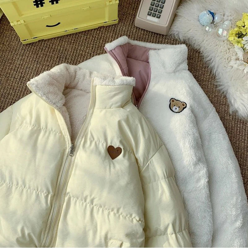 Veste Kawaii Réversible avec Broderie – Manteau Hiver
