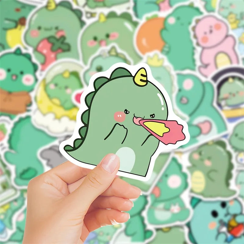 Pack de Stickers Kawaii Dinosaures Verts