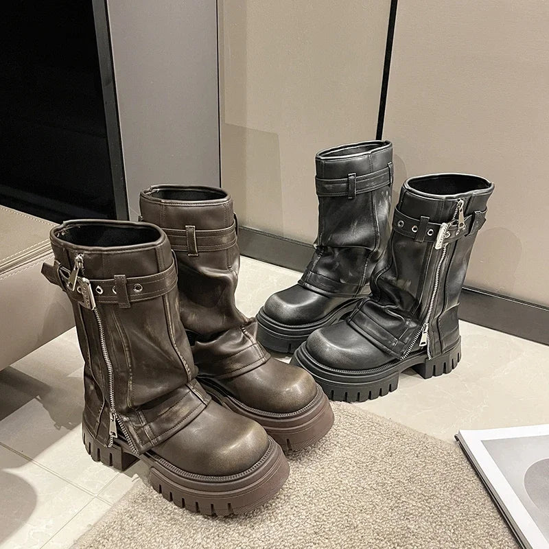 Bottes Kawaii Mi-Mollet avec Boucle