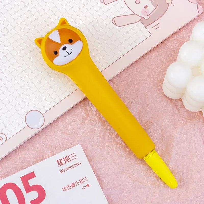 Slow Rebound Decompression Neutral Pens Kawaii Antistress Squeeze Needle Pens Stress Relief Writing Pens for Kid Sttaionery dog