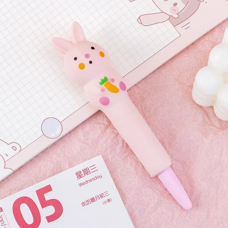 Slow Rebound Decompression Neutral Pens Kawaii Antistress Squeeze Needle Pens Stress Relief Writing Pens for Kid Sttaionery rabbit