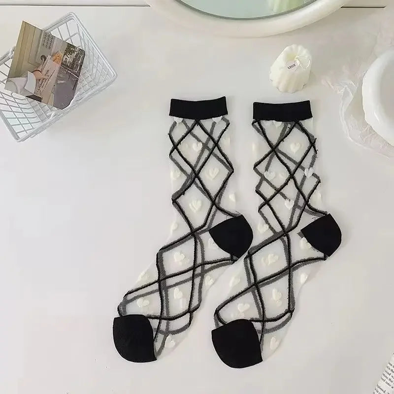 Chaussettes Transparentes Dentelles Lolita - Style Kawaii