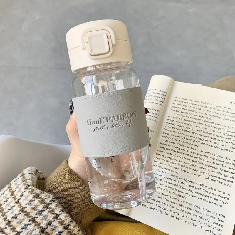 Bouteille Kawaii avec Paille - Gourde Portable en Plastique