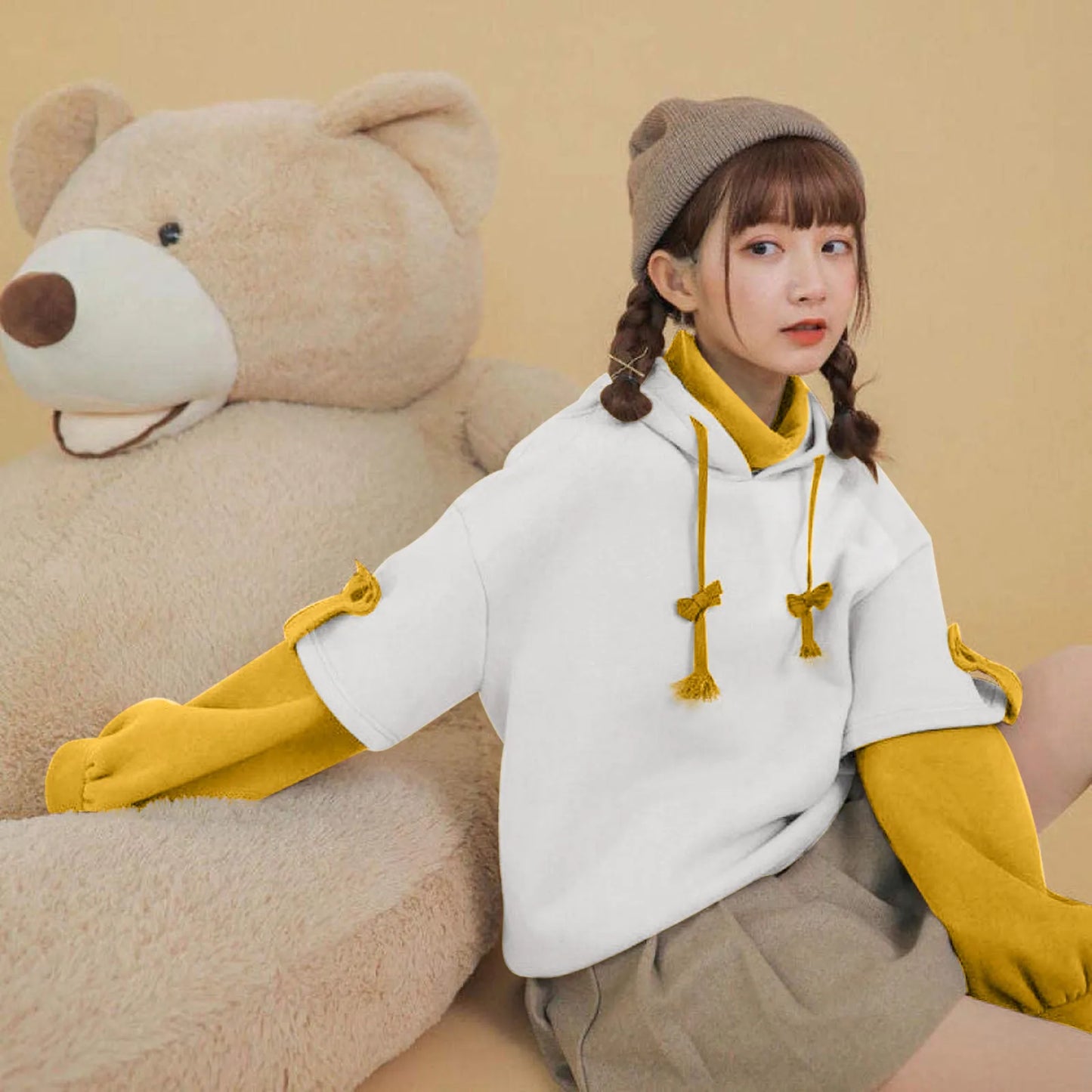 Hoodie Oversize Kawaii avec Sac Ours