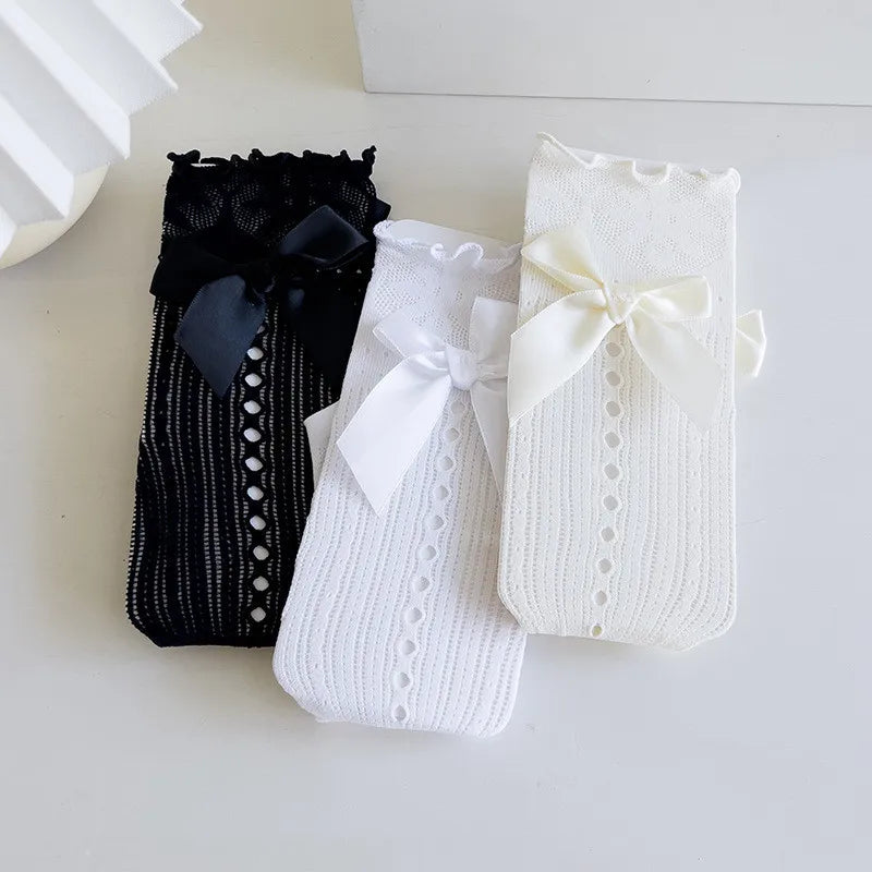 Chaussettes en Dentelle avec Nœud - Style Lolita Japonais