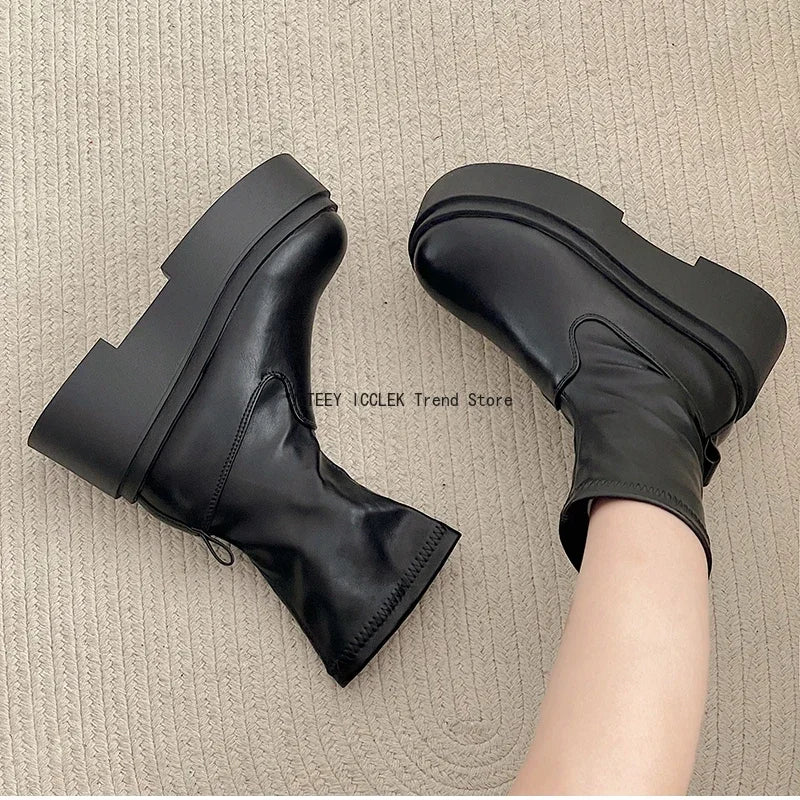Bottes Hautes et Basses Kawaii - Style Coréen avec Talon Carré