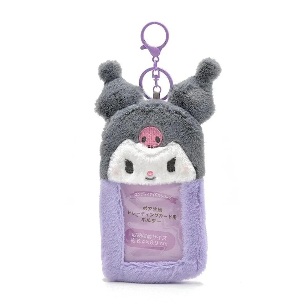 Étui à Cartes Kawaii en Peluche avec Porte-Clés Kawaii Kuromi