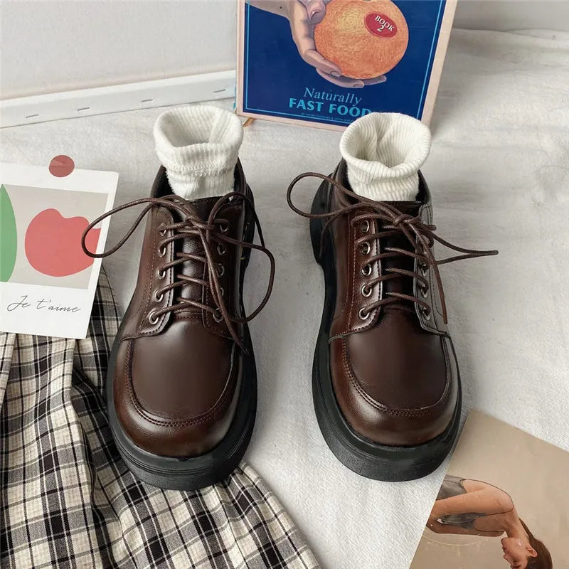 Mocassins Kawaii à Lacets Vintage