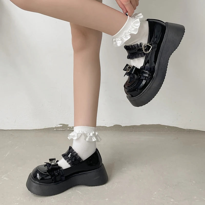 Chaussures Kawai à Plateforme - Cœur Lolita Y2K