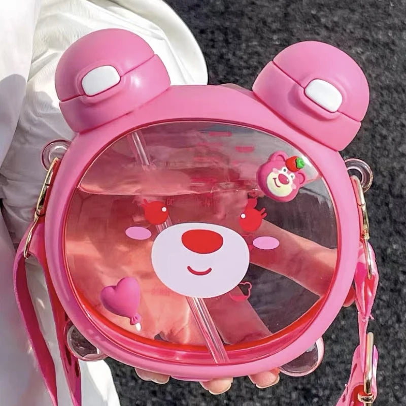 Gourde Kawaii Ours 750ML - Bouteille Bubble Tea avec Paille et Stickers 3D