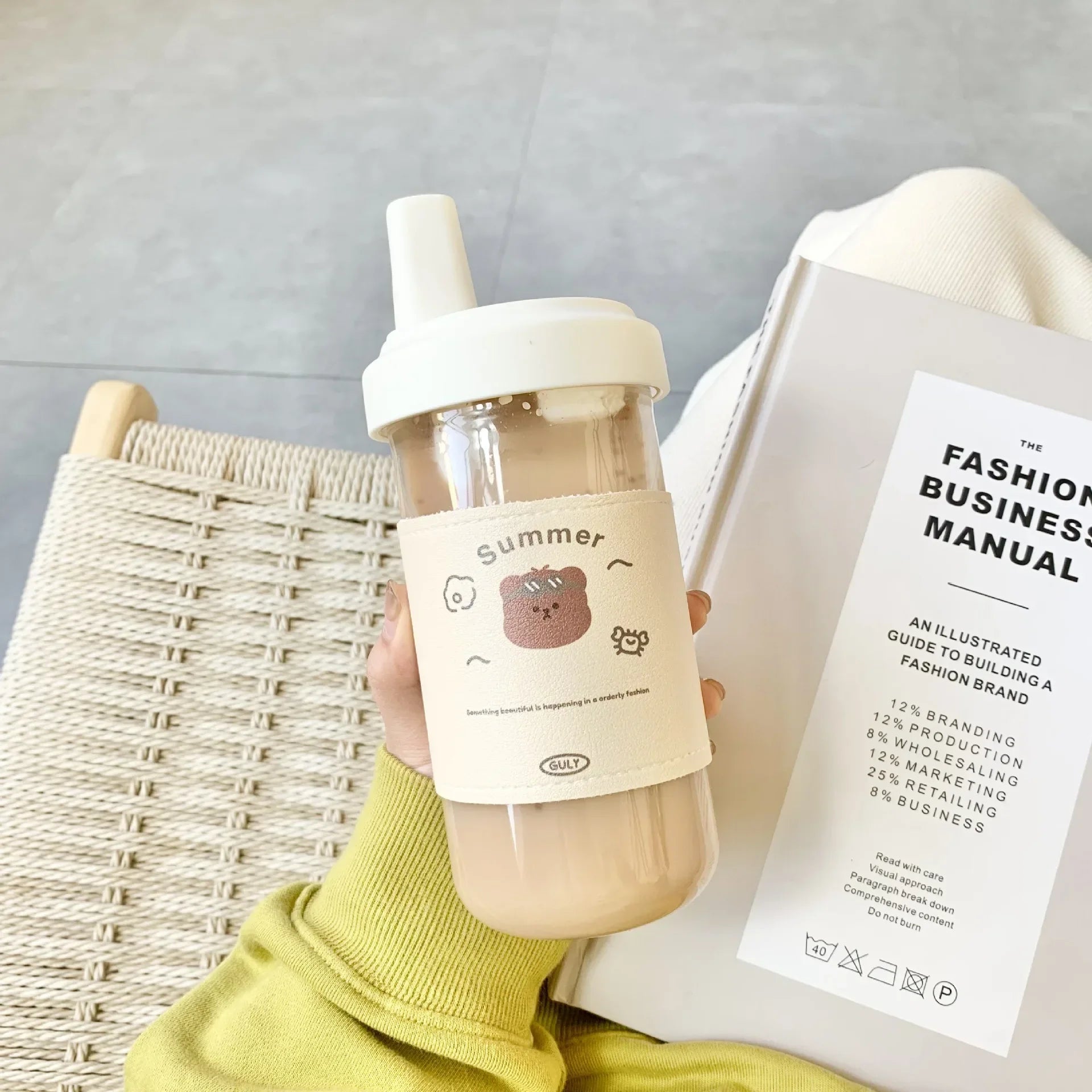 Gourde Kawaii Ours - Bouteille Grande Capacité avec Paille