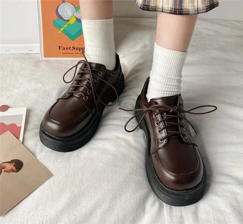 Mocassins Kawaii à Lacets Vintage