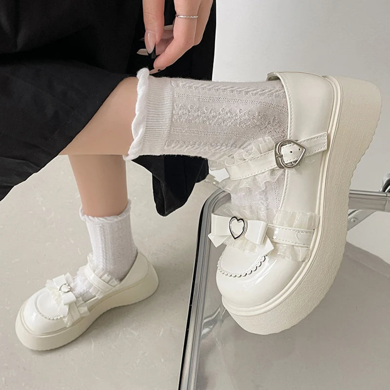 Chaussures Kawai à Plateforme - Cœur Lolita Y2K
