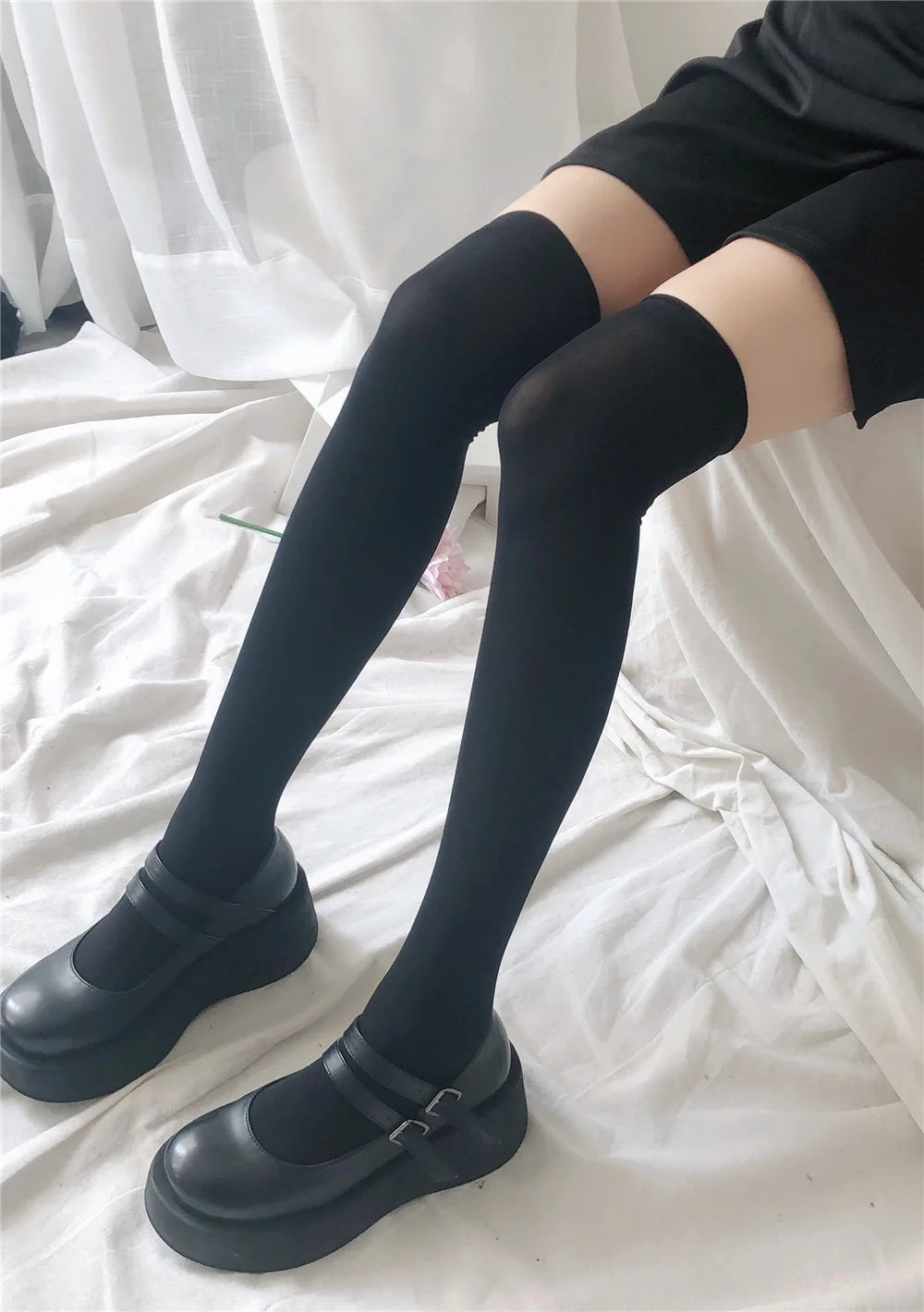 Chaussettes Longues Lolita Noir 52cm Taille unique