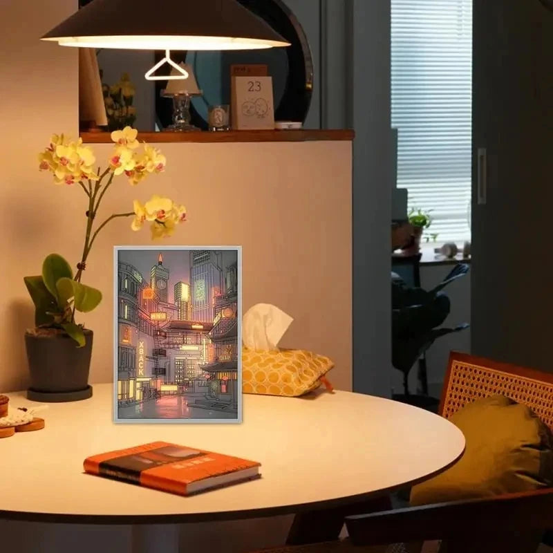 Lampe Kawaii LED - Peinture Lumière Ville Nocturne Romantique