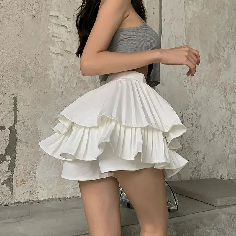 Jupe Kawaii Élégante à Taille Haute - Style Coréen