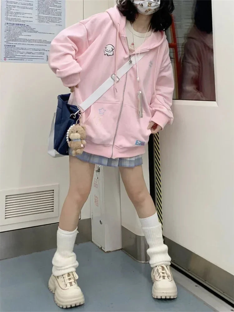 Hoodie Kawaii - Zip up Rose