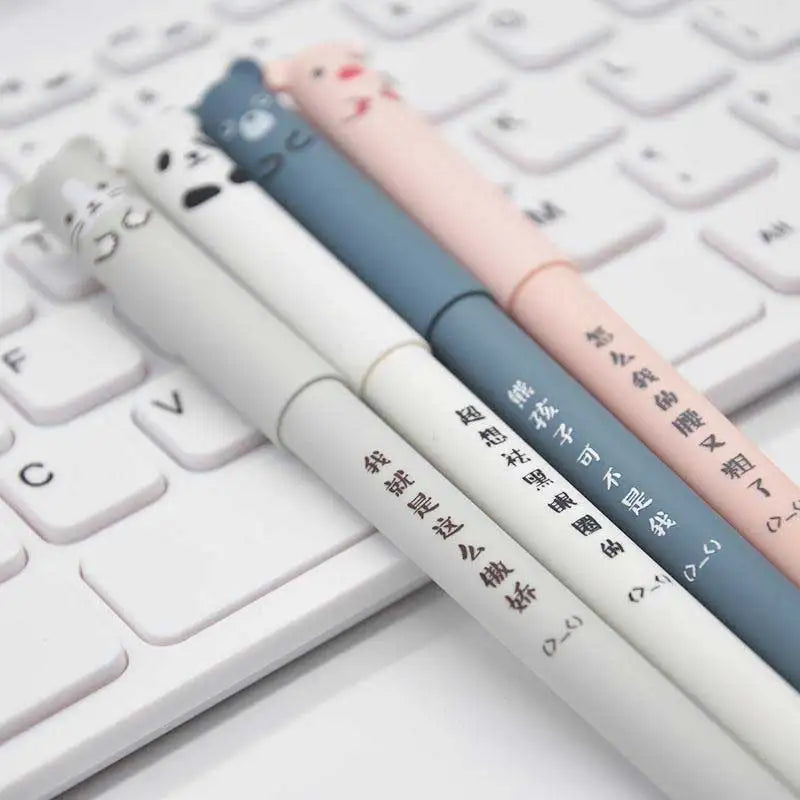 Stylo Gel Effaçable Kawaii - Panda/Ours/Cochon/Souris