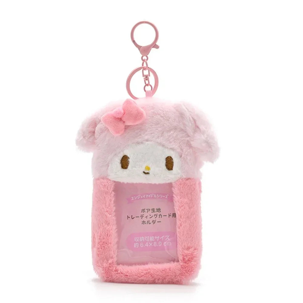 Étui à Cartes Kawaii en Peluche avec Porte-Clés Kawaii