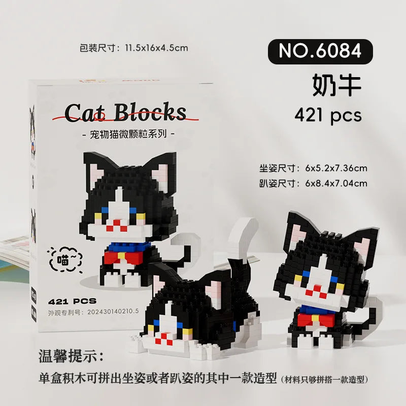 Set de Micro Blocs de Construction Chat Kawaii