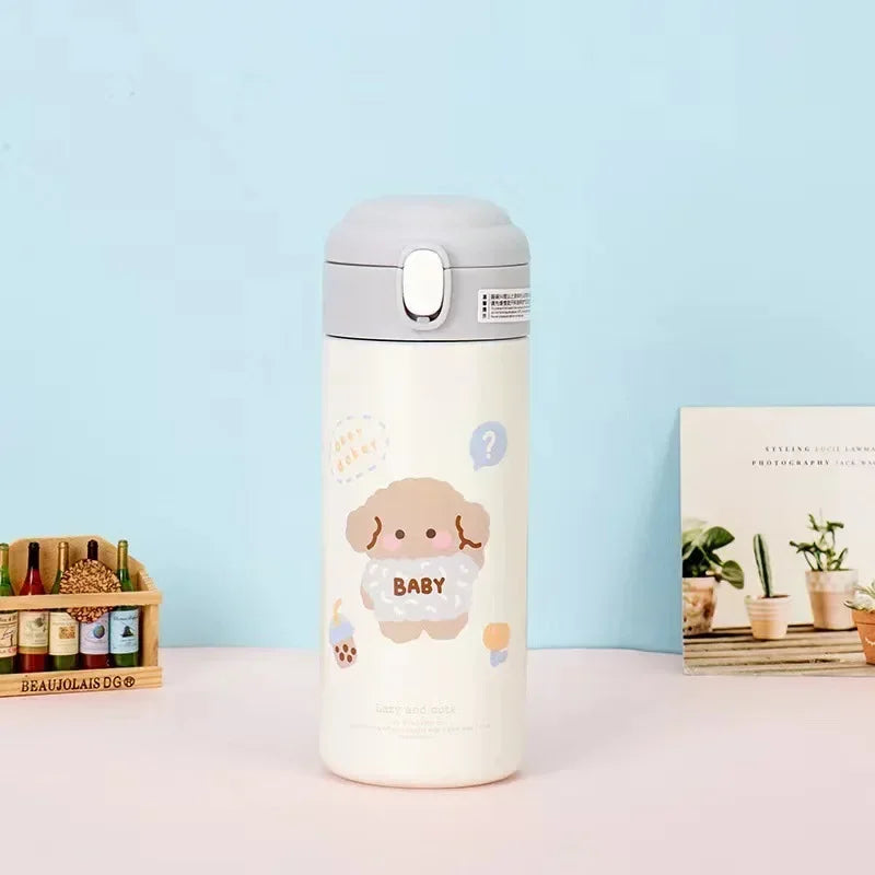 Bouteille Thermos Kawaii en Acier Inoxydable - 380ML Isotherme avec Paille