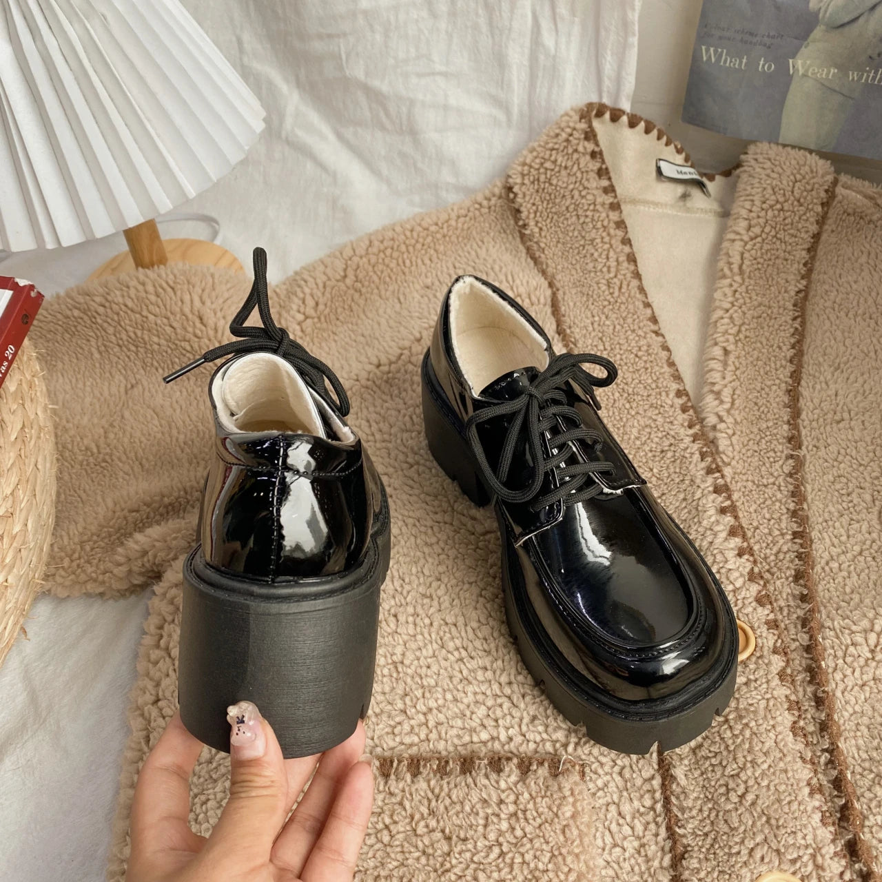 Uniform Shoes Small Leather Shoes Female British Girl Japanese Wild Black Retro Mary Jane Shoes Lolita Platform Shoes Low Hee