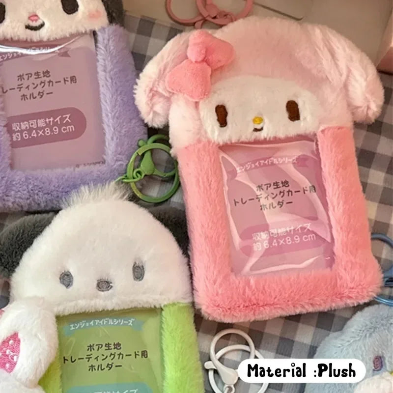 Étui à Cartes Kawaii en Peluche avec Porte-Clés Kawaii