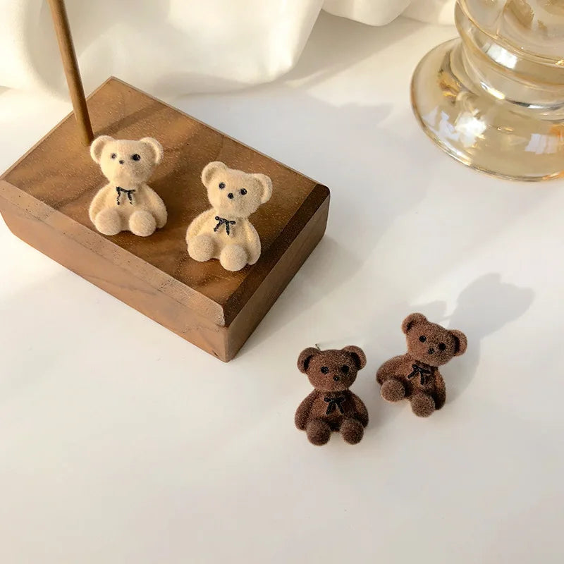 Boucles d'Oreilles Kawaii - Animal Ours beige