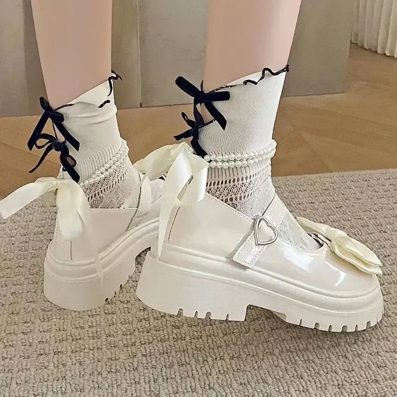 Women's Casual Shoes New Kawaii Pearl Chain Mary Jane Women's Shoes Fashion Versatile Lolita Loafers Outdoor Sandals 여성화 로레타