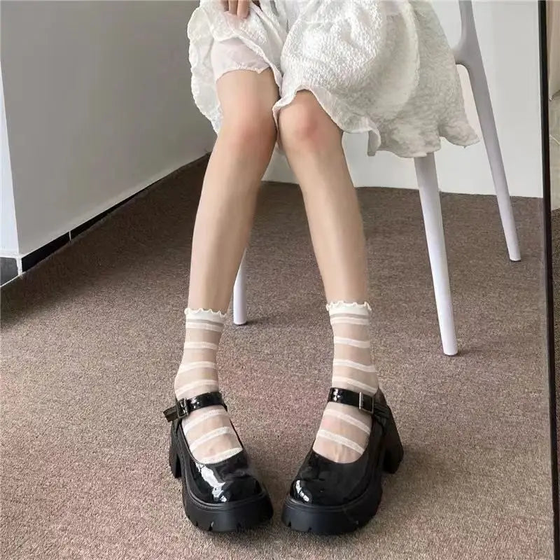 Chaussettes Transparentes Dentelles Lolita - Style Kawaii