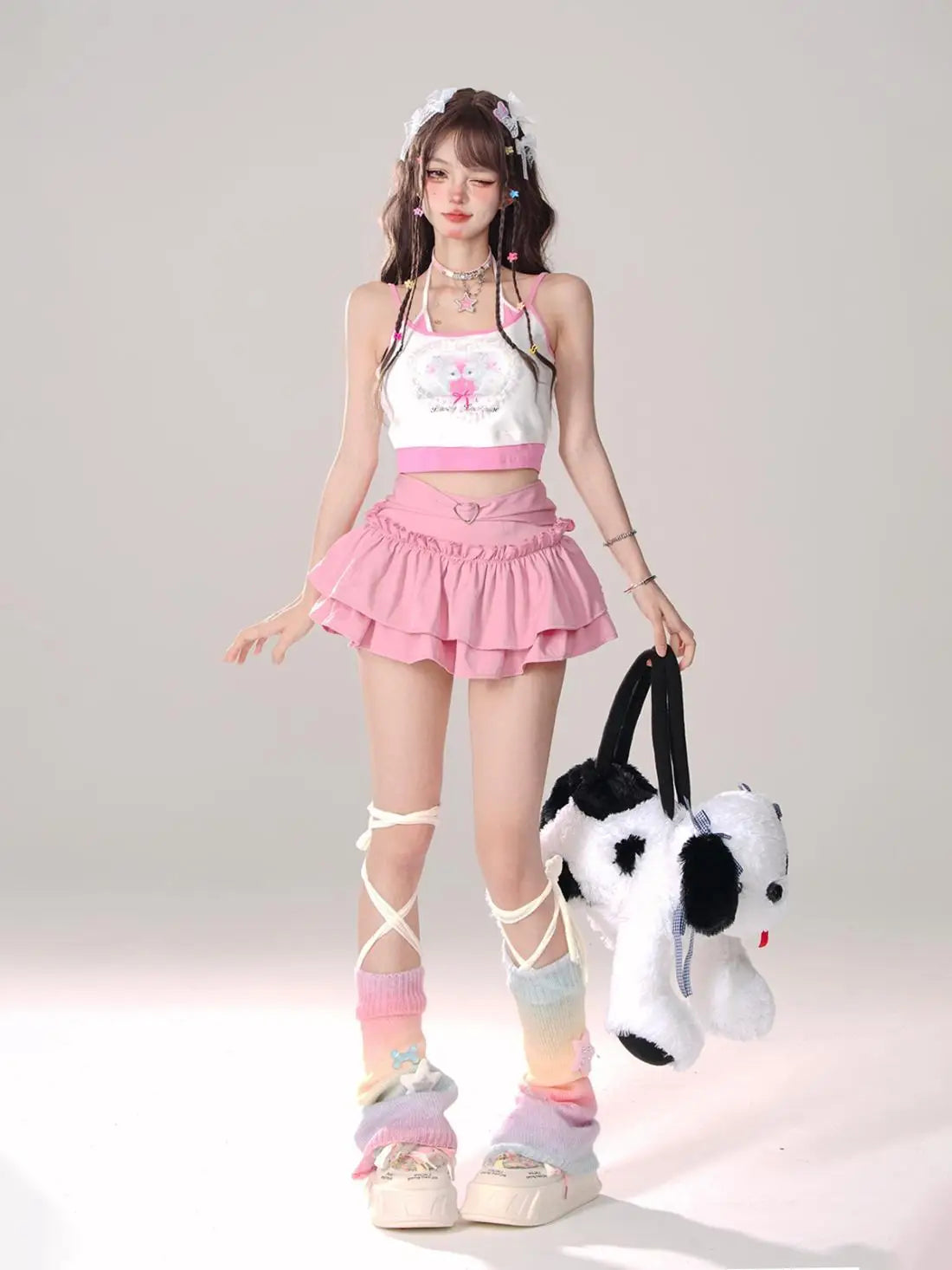Y2K Kellykitty Japan Black Half Length Skirt Female A-word Summer Fluffy Skirt Self Cultivation Appear Thin Cake Short Pleated