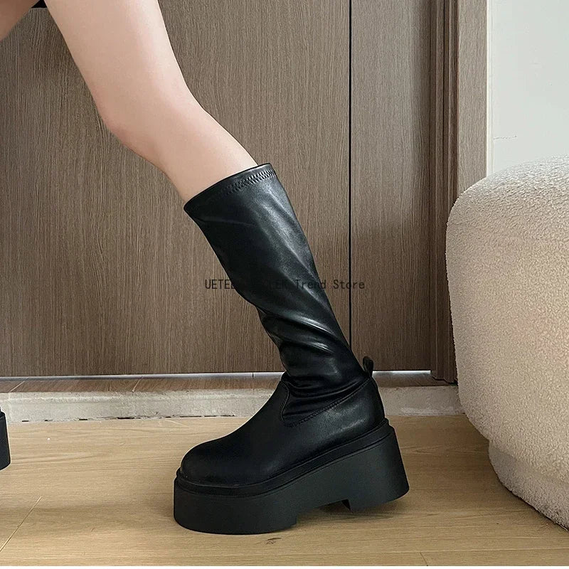 Bottes Hautes et Basses Kawaii - Style Coréen avec Talon Carré