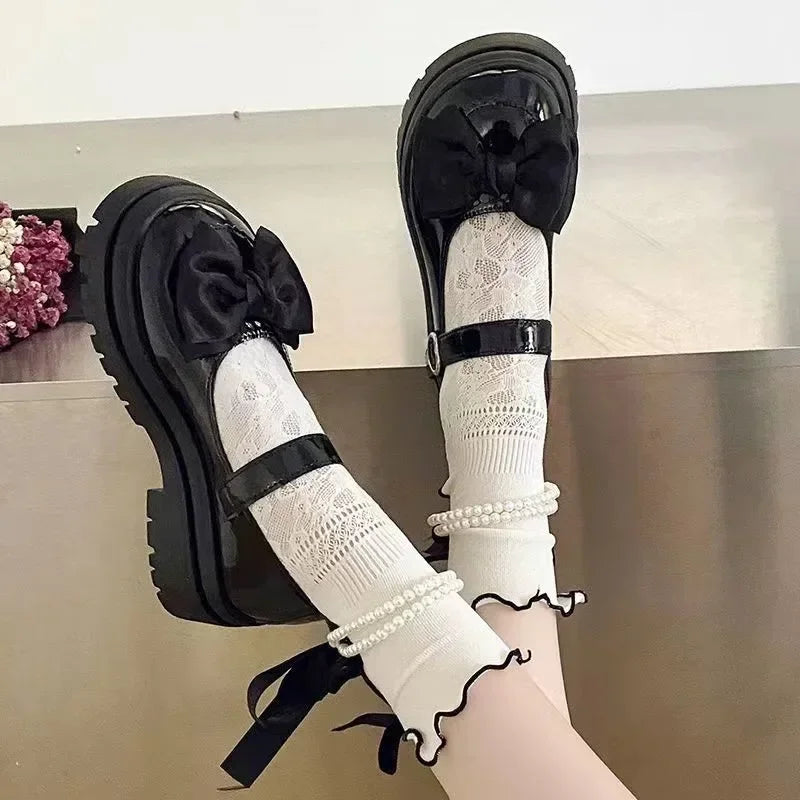 Women's Casual Shoes New Kawaii Pearl Chain Mary Jane Women's Shoes Fashion Versatile Lolita Loafers Outdoor Sandals 여성화 로레타