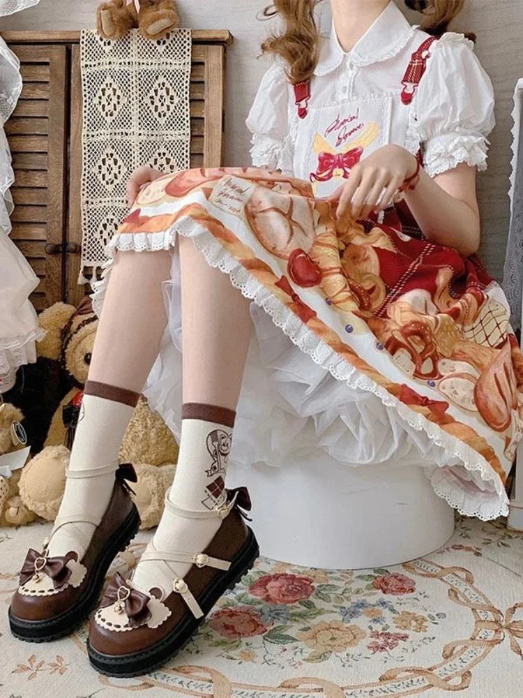 Chaussures Kawaii Noeud Papillon - Sandales Lolita à Plateforme Marron