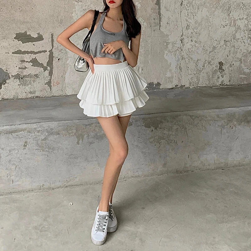 Jupe Kawaii Élégante à Taille Haute - Style Coréen