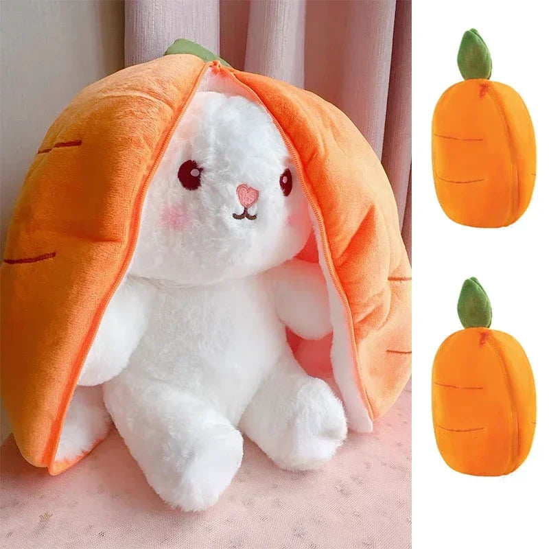 Peluche Kawaii Lapin Transformable en Fraise et Carotte