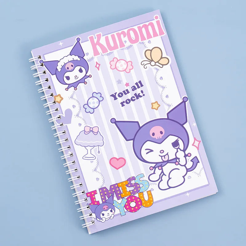 Kawaii Sanrio Kuromi Coil Notebook A5 Notebook Exercise Book Girls Cute Stationery Cinnamoroll Learning Stationery Notepad Diary Kuromi