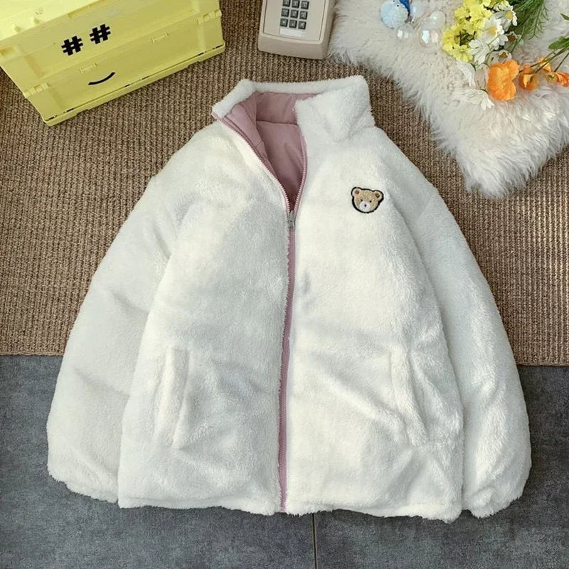 Veste Kawaii Réversible avec Broderie – Manteau Hiver