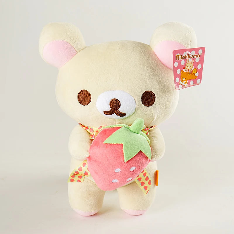 Ours en Peluche Kawaii - Rilakkuma Rilakkuma blanc fraise (25cm)