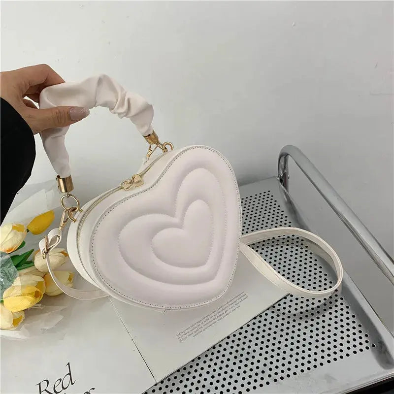 Sac à Main Coeur Kawaii Blanc 22x19x8cm