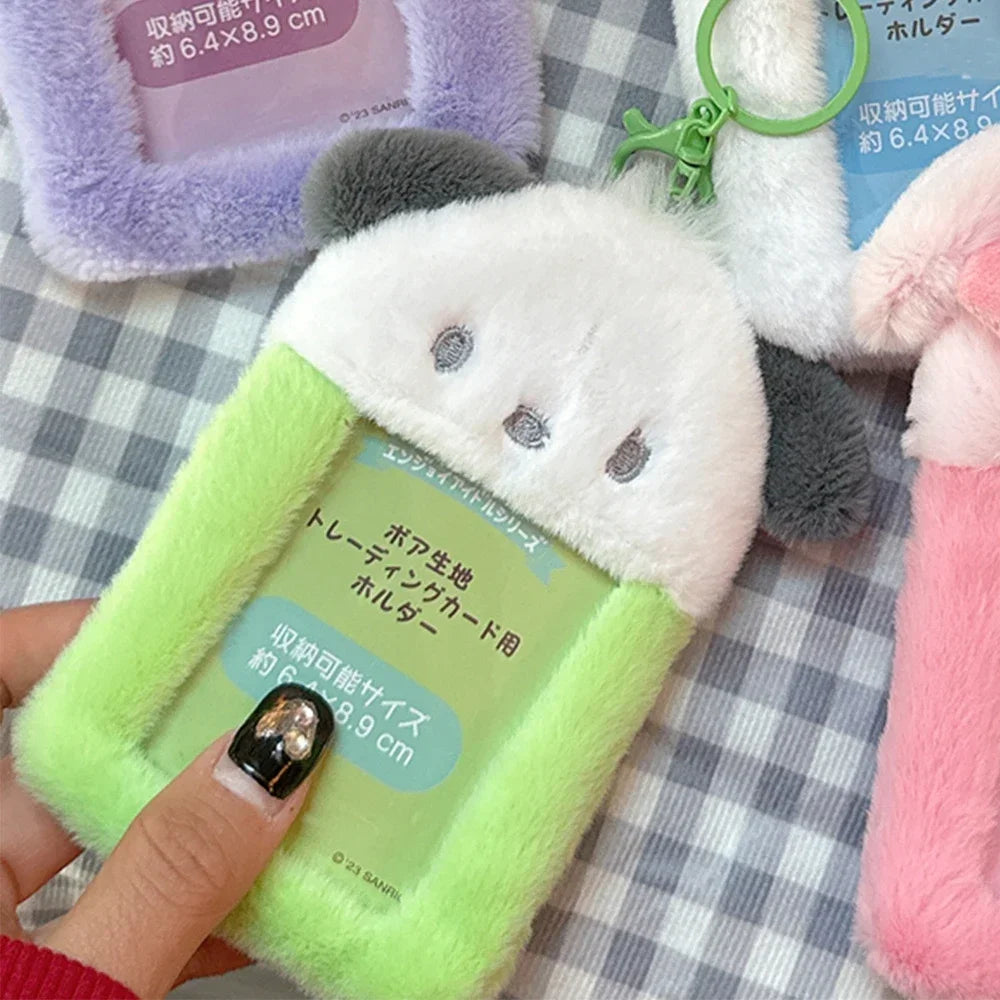 Étui à Cartes Kawaii en Peluche avec Porte-Clés Kawaii