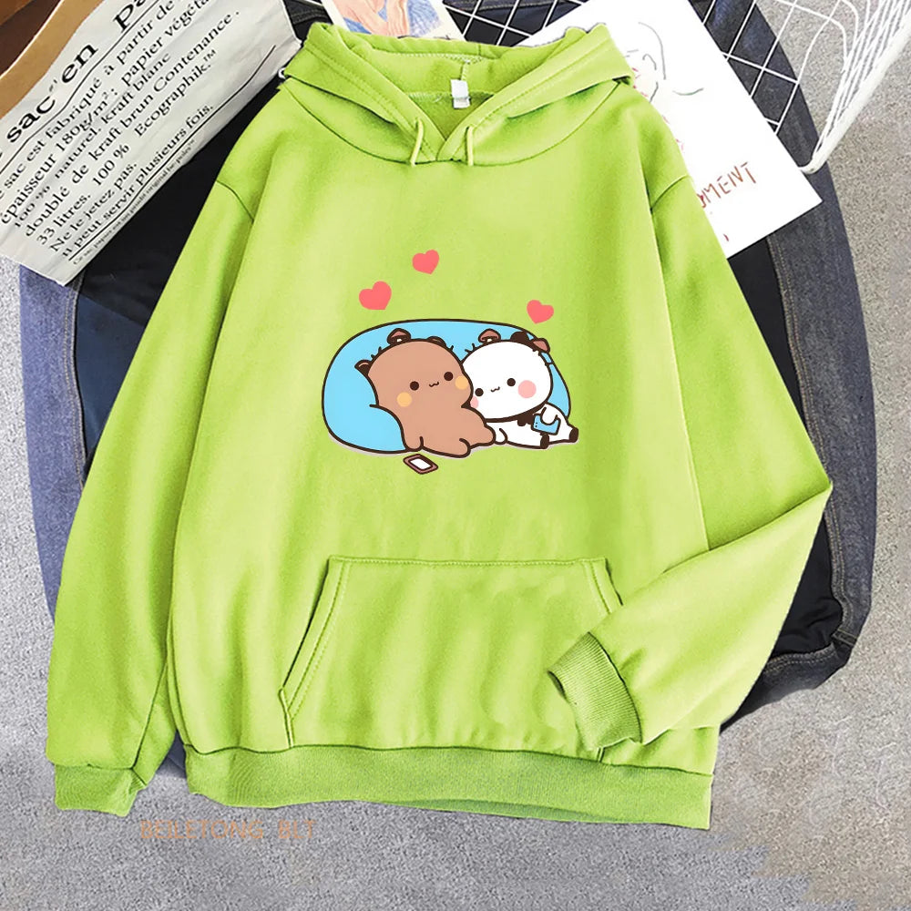 Sweat à Capuche Kawaii - Les petits amoureux Vert clair