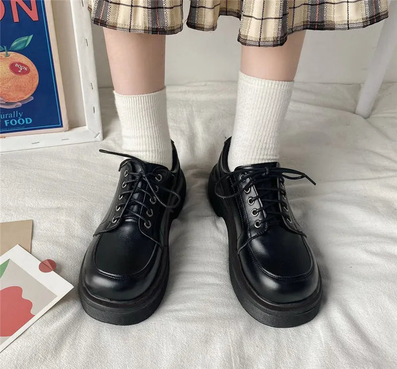 Mocassins Kawaii à Lacets Vintage