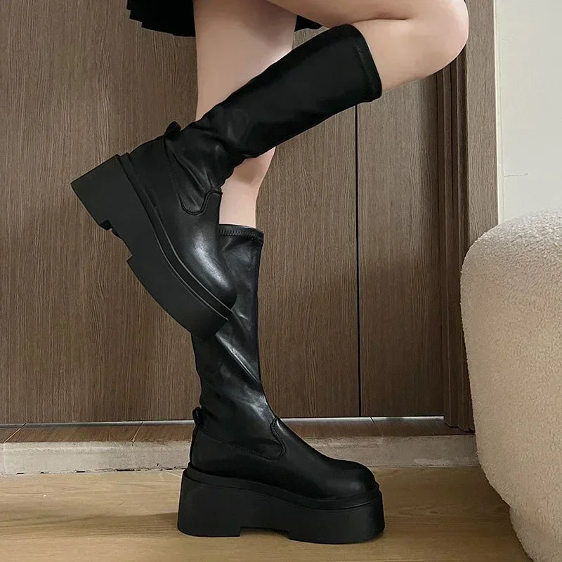 Bottes Hautes et Basses Kawaii - Style Coréen avec Talon Carré