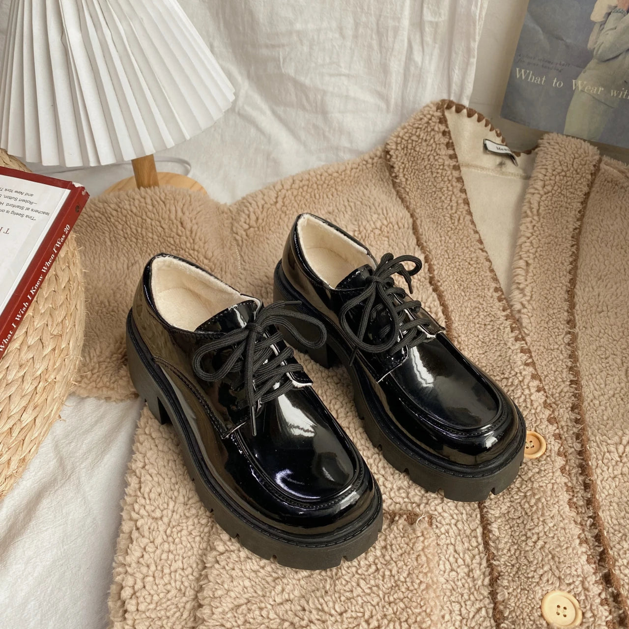 Uniform Shoes Small Leather Shoes Female British Girl Japanese Wild Black Retro Mary Jane Shoes Lolita Platform Shoes Low Hee