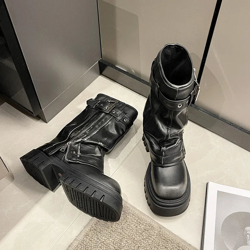 Bottes Kawaii Mi-Mollet avec Boucle