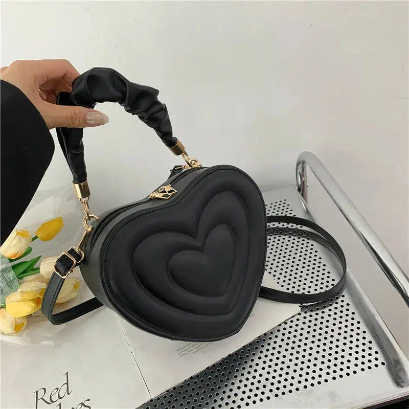 Sac à Main Coeur Kawaii Noir 22x19x8cm